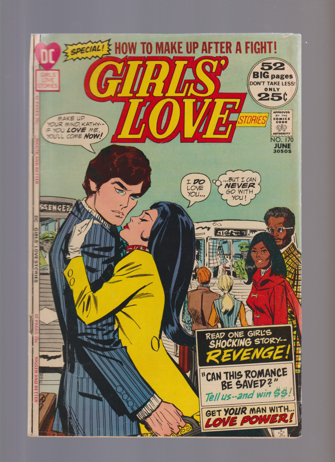 Girls\' Love Stories #170 (1972) CLASSIC COVER BLACK COUPLE & STORY ROMITA