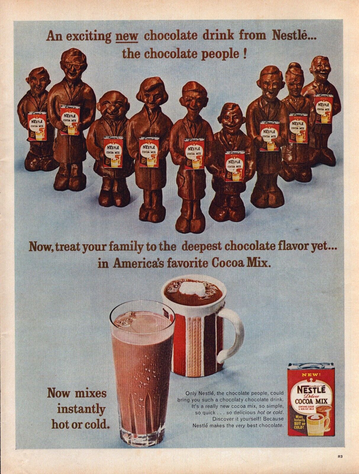 1966 Nestle Cocoa Mix Print Ad Chocolate Drink Mixes Hot Or Cold