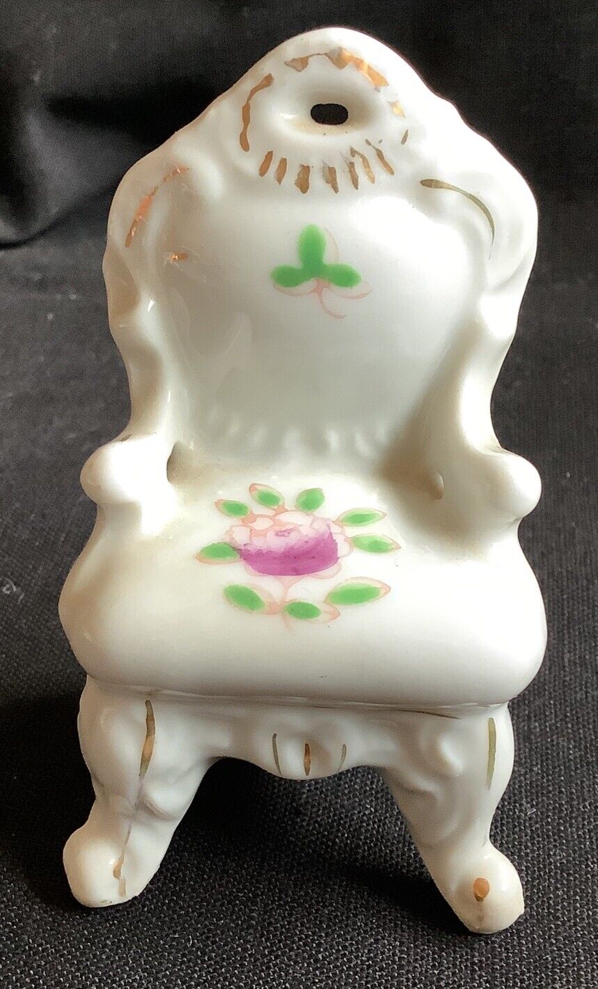 Antique Porcelain Chair with Rose - Made in Japan