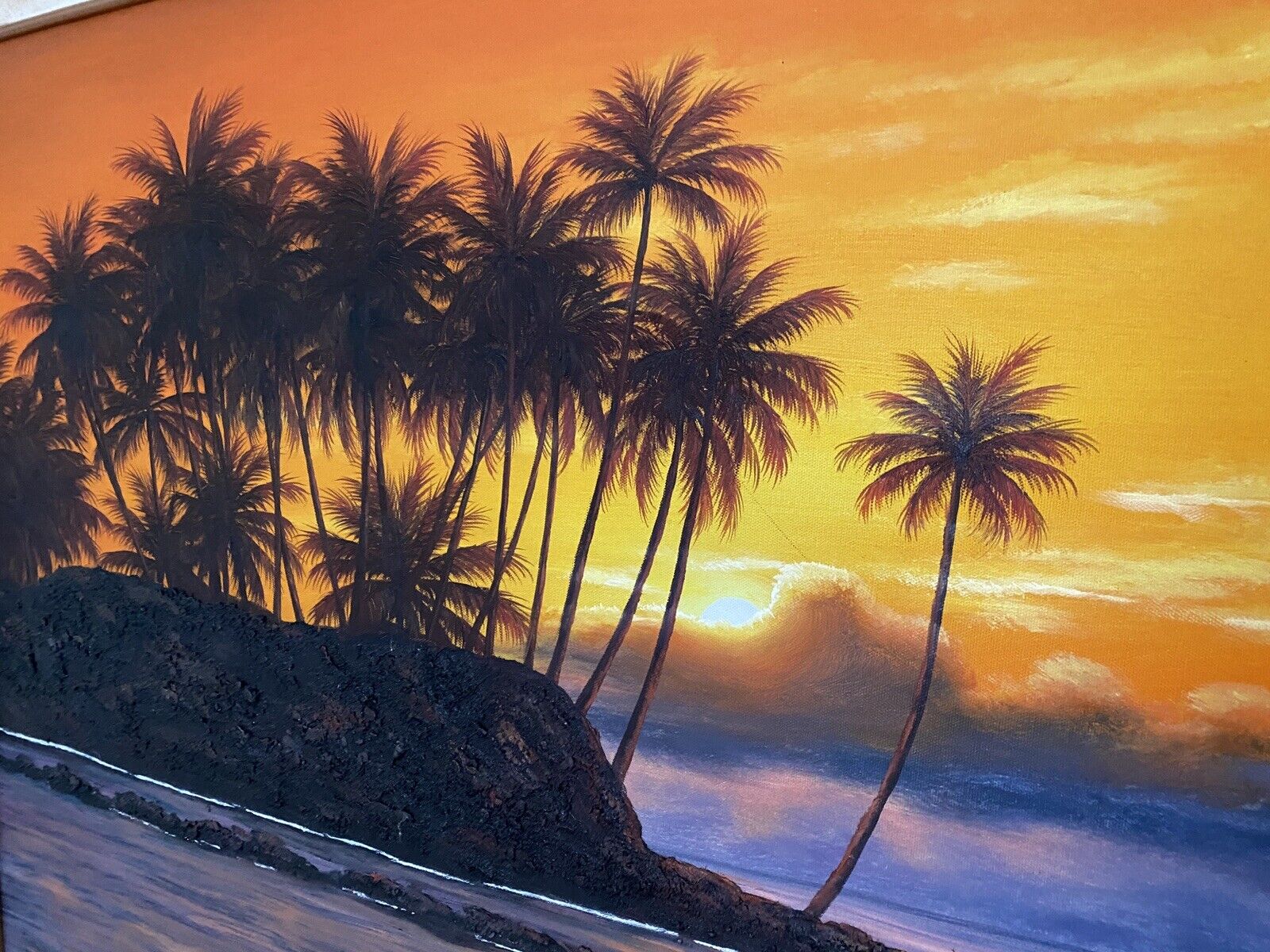 ORIGINAL OIL painting landscape Surf sunset ocean HAWAII Artist Art Waves