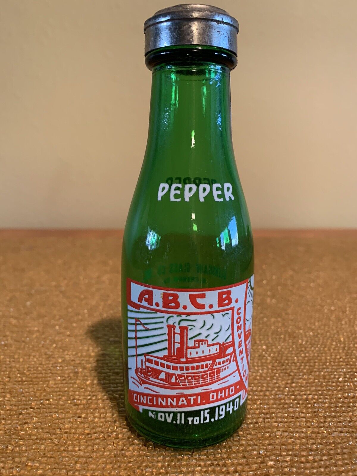 Vintage 1940 A.B.C.B Convention in Cincinnati, Ohio Pepper Shaker Bottle ABCB