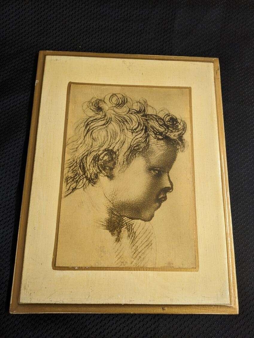 Vtg. Florentine Italian gold painted in white boy profile picture.