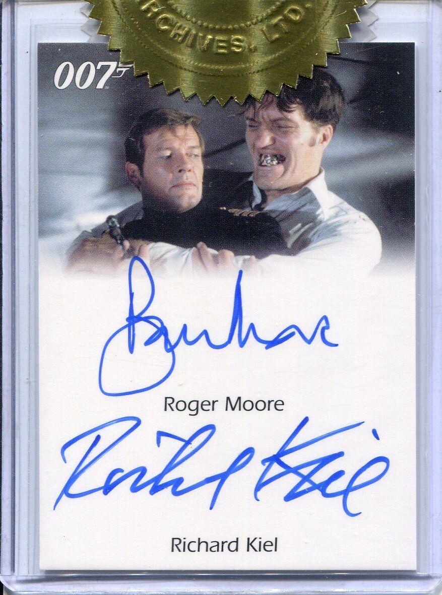 James Bond 50th Anniversary 2 Roger Moore & Richard Kiel Dual Autograph Card