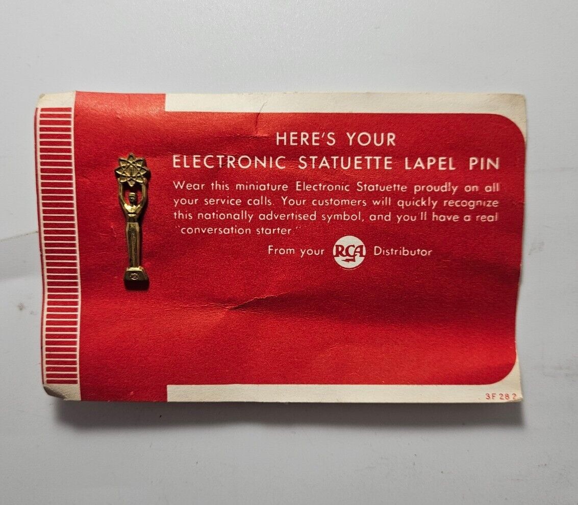 Vtg RCA Here\'s Your Electronic Statuette Lapel pin