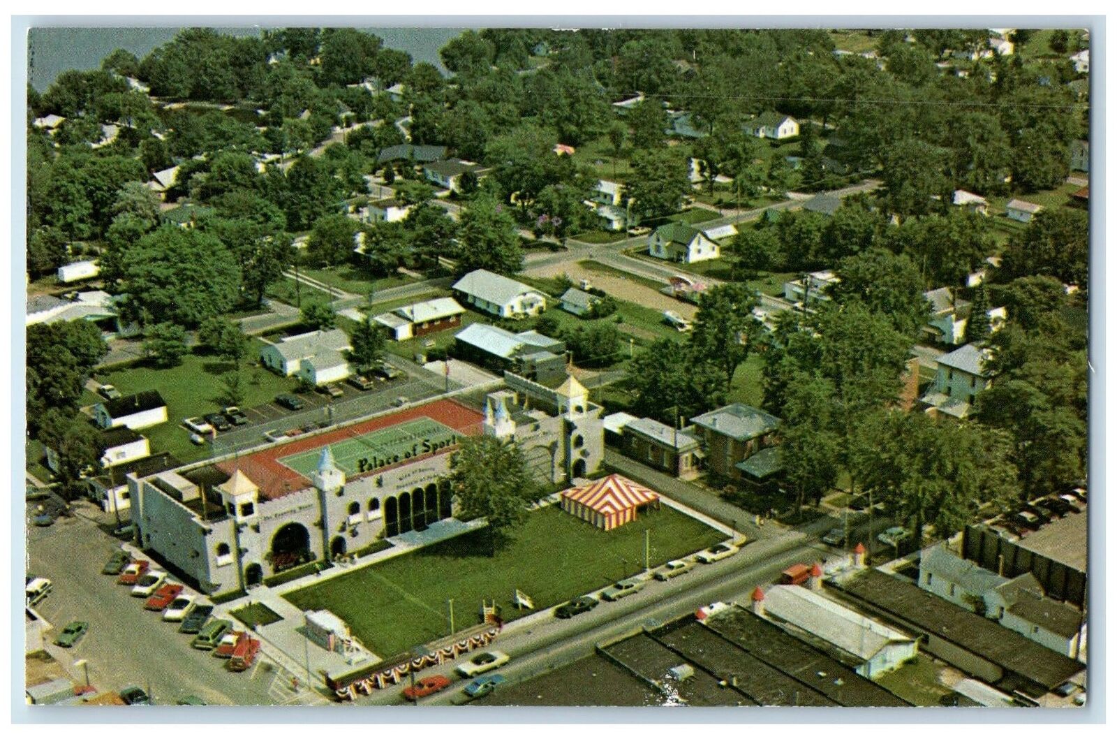 c1960\'s Aerial View Of Famed Camelot Square North Webster Indiana IN Postcard