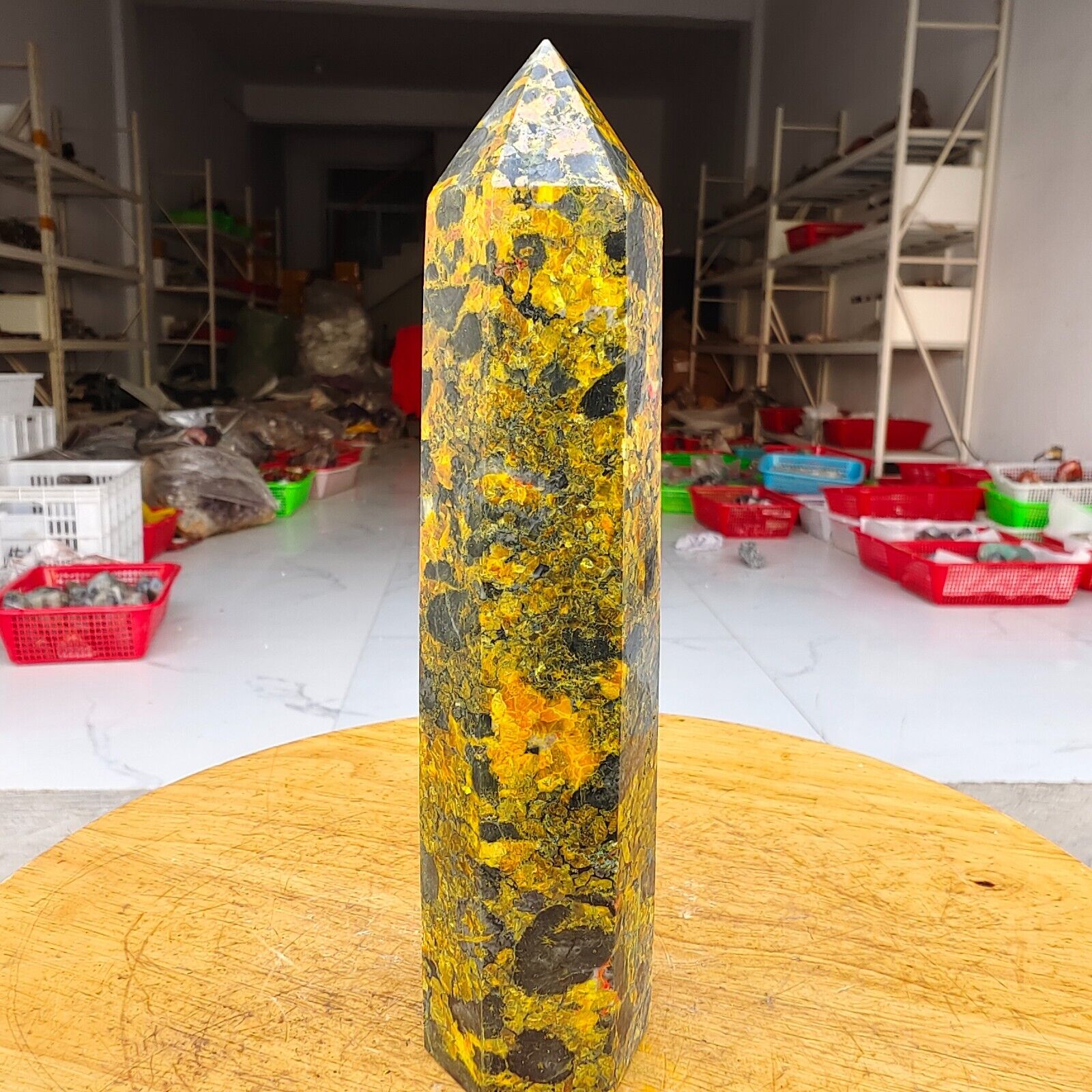 645g Natural Realgar Ore Stone Crystal Point Obelisk Healing Mineral A568