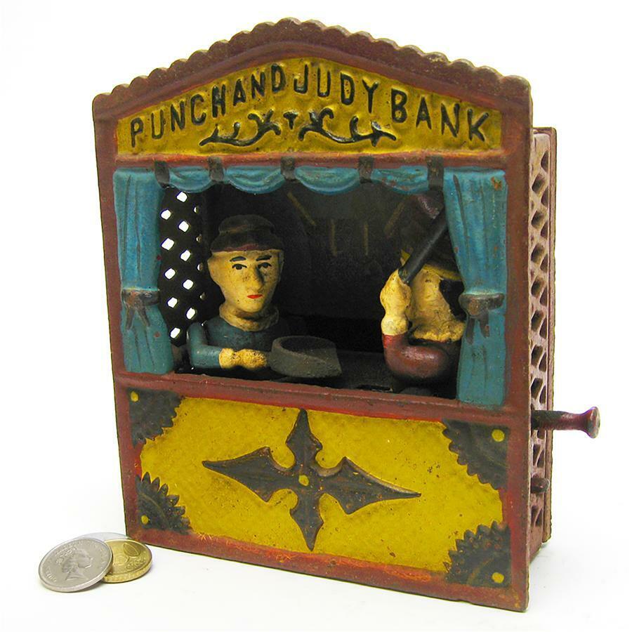 Authentic Cast Iron Collectible Punch & Jody Theater Mechanical Coin Bank