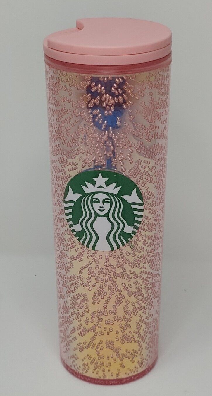 STARBUCKS 2020 Holiday 16 oz Pink Champagne Bubble Hot Tumbler Cup drink Holder