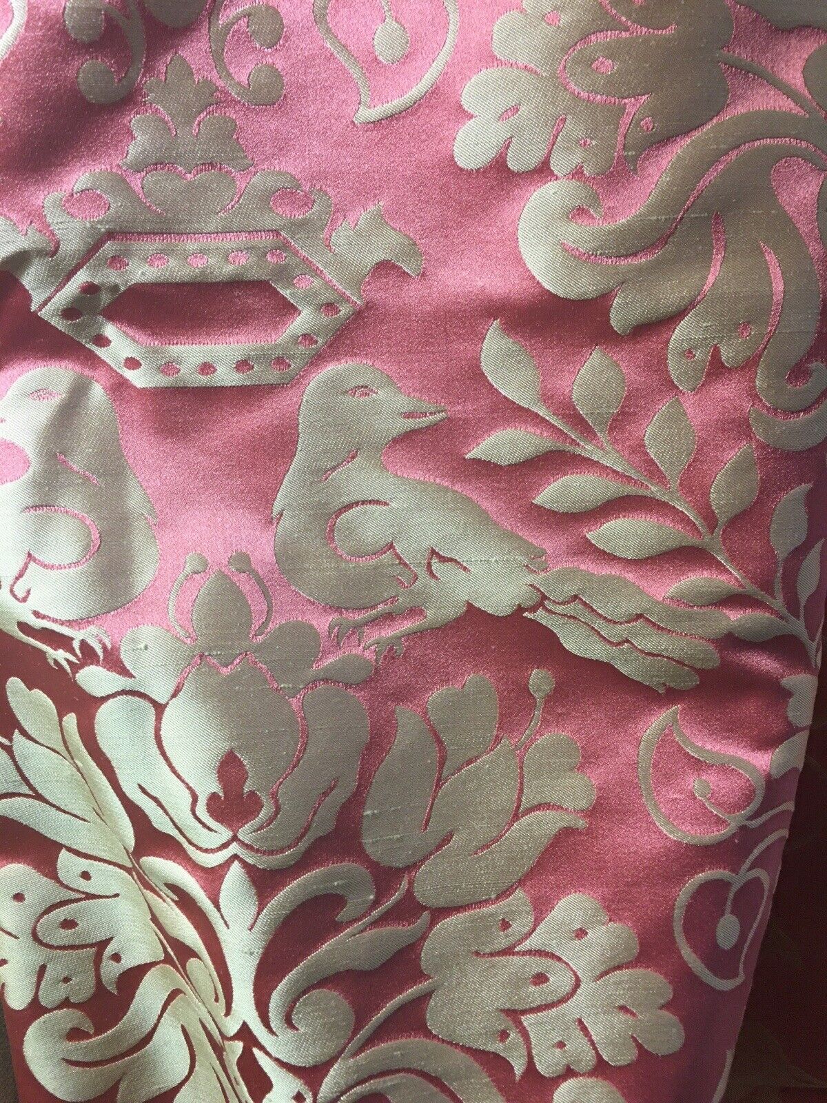 Exquisite Scalamandre Love Birds Silk Fabric ~Coral Rose Champagne~ Semi Vintage