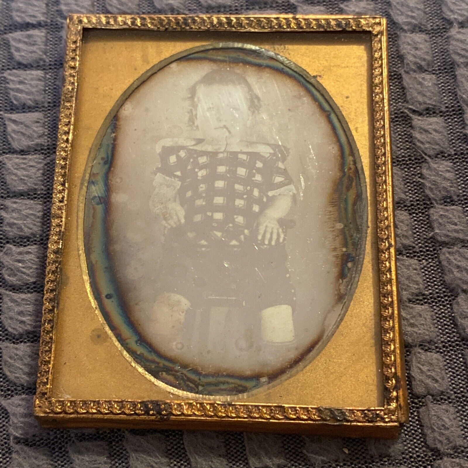 1/9th Plate Daguerreotype Of Toddler-Tied To Chair-No Case - Post Mortem?