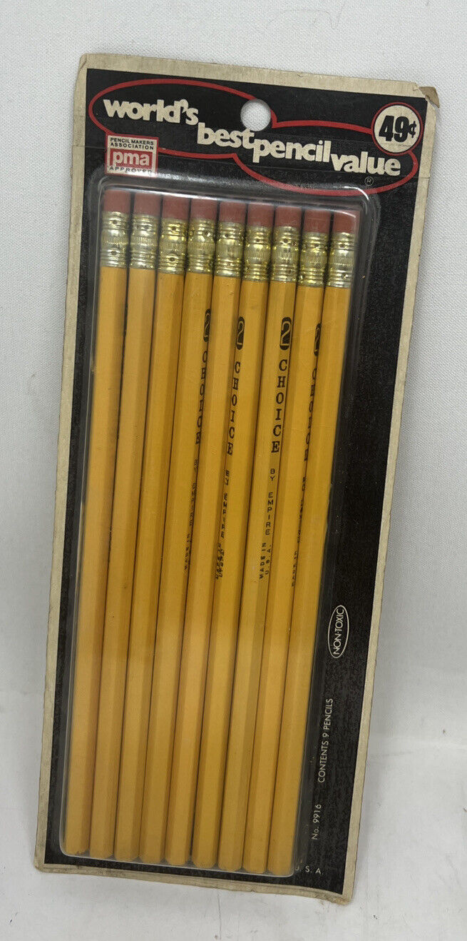 Vintage Choice By Empire Set Of 9 Unused Pencils No. 9916 Sealed