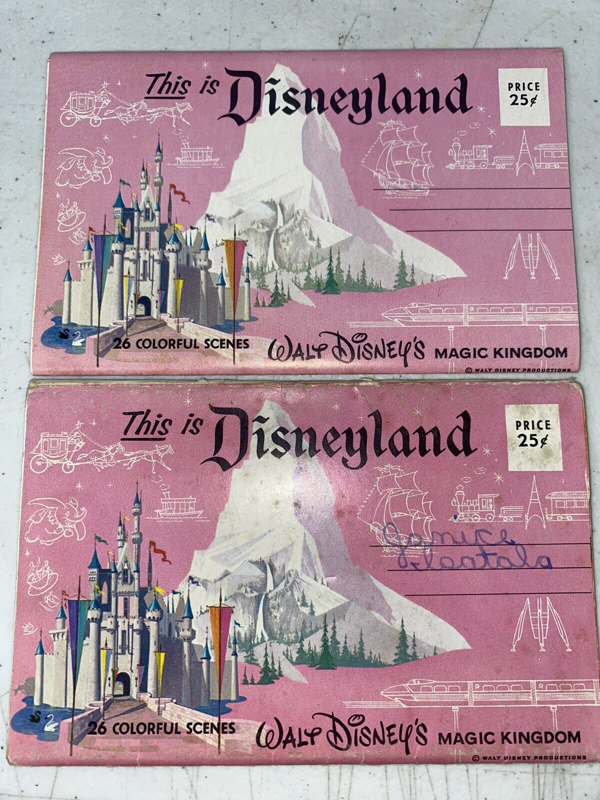 VTG Walt Disneys Magical Kingdom Disneyland Photo Book Lot/2 26 Scenes/Book