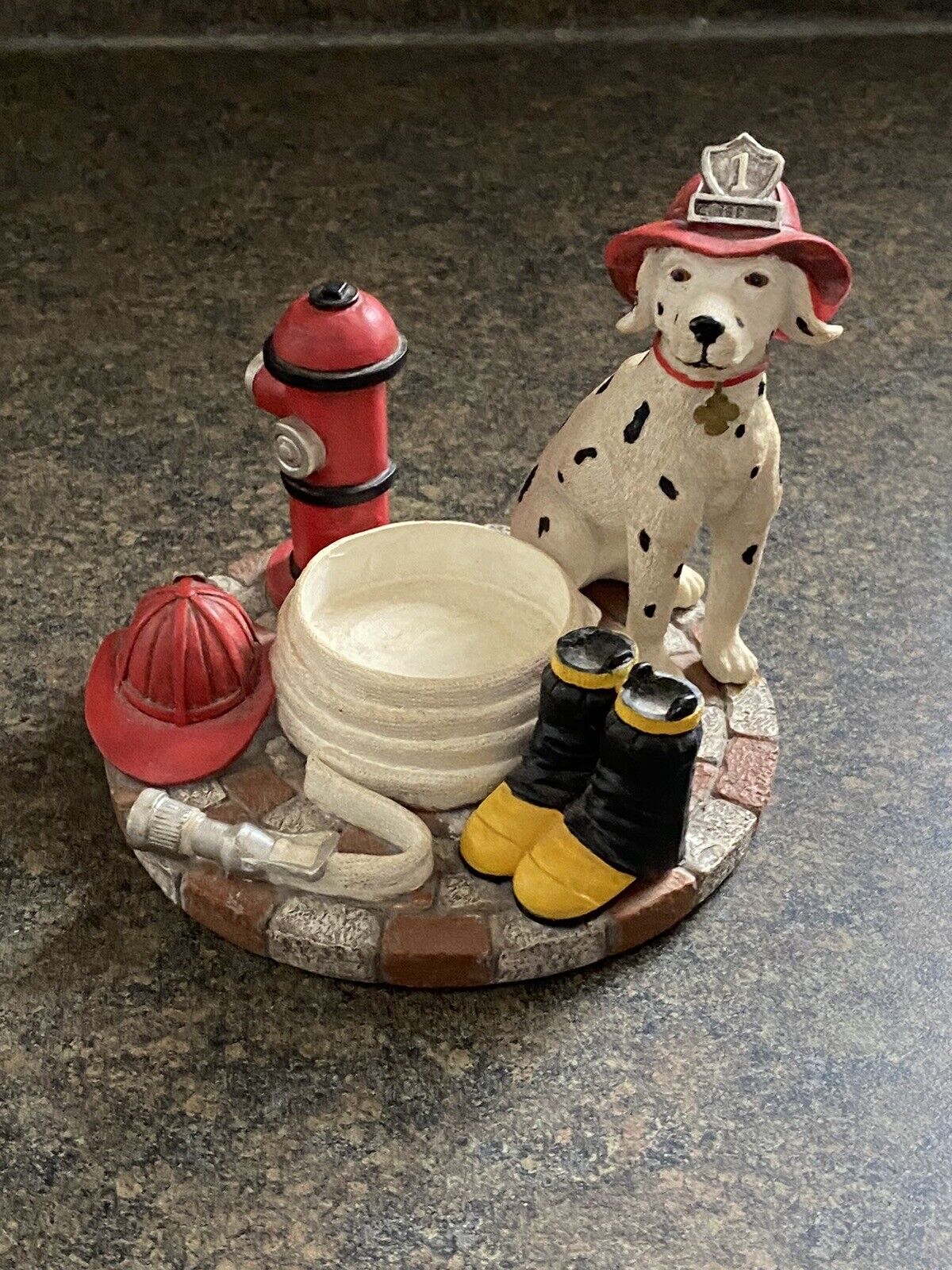 SPOONTIQUES Vintage Dalmatian Fire Fighter Candle Holder Detailed