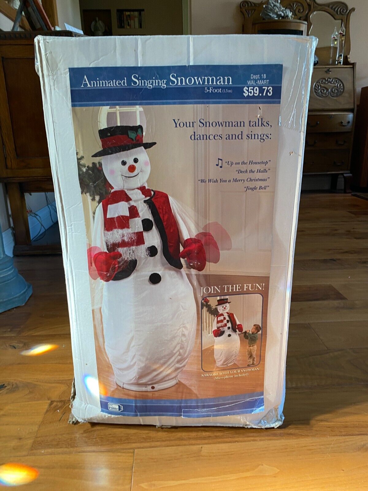 Gemmy 5’ Lifesize Christmas Snowman Singing Dancing Karaoke NEW OPEN BOX 2003