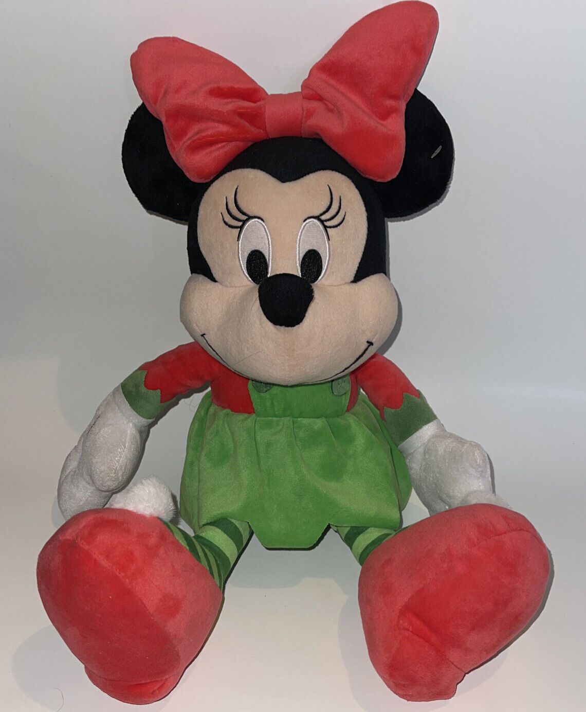 Disney Holiday Christmas 18” Large Plush, Minnie Mouse Just Play Pink Green Nice