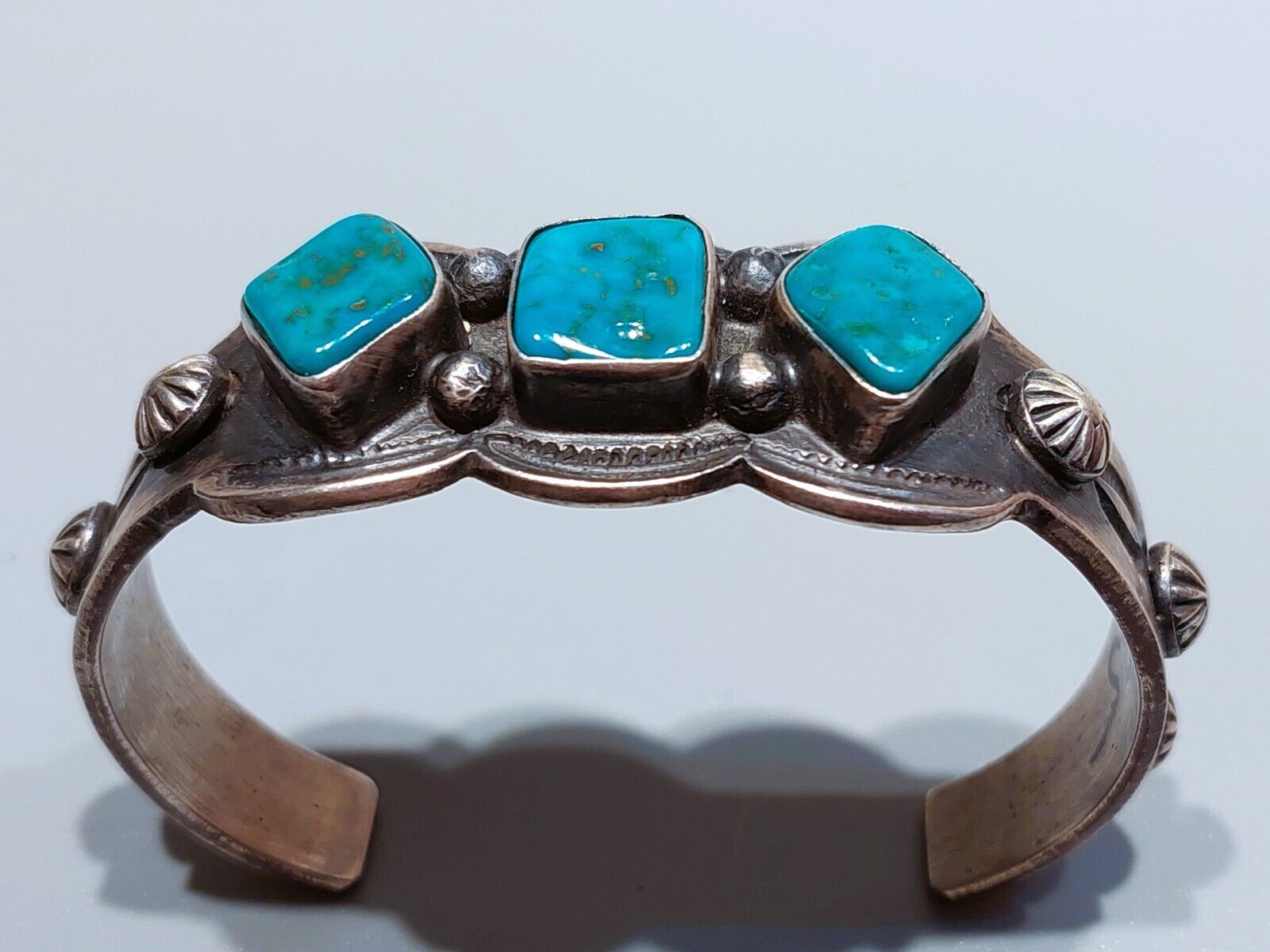 Navajo Sterling Silver and Turquoise Cuff Bracelet 3 stones
