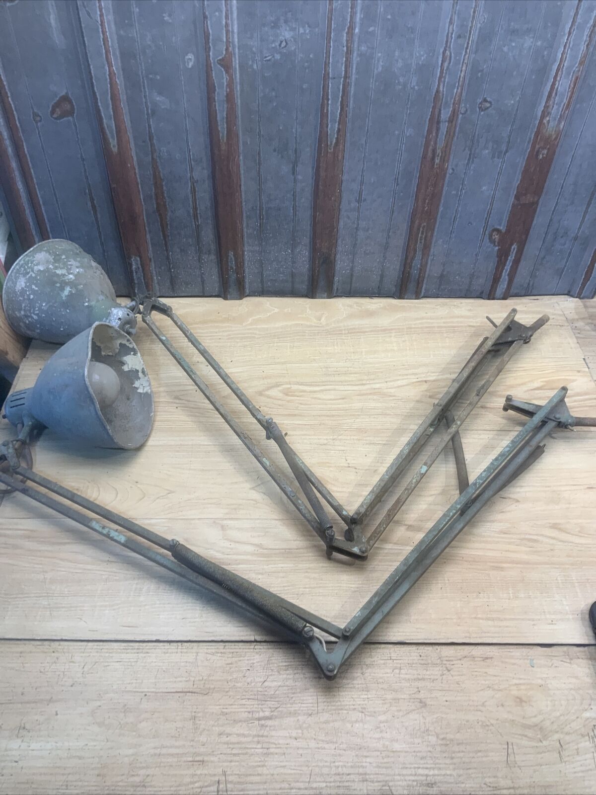 2 Vintage Industrial Articulating Lamps Parts Only Salvage ￼ Repurpose