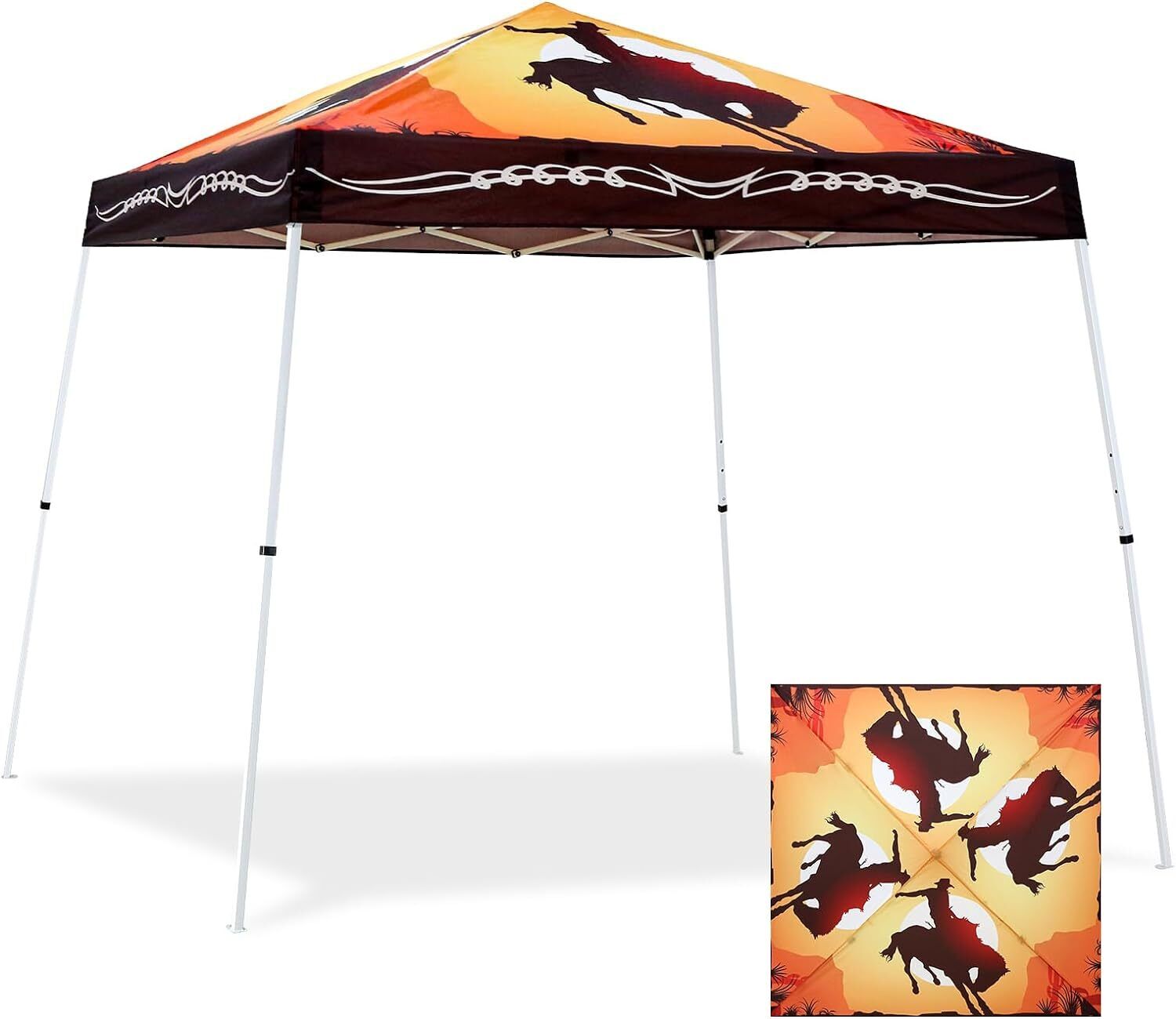 10x10 Slant Leg Pop-up Canopy Tent Easy One Person Setup Instant Outdoor Beach 