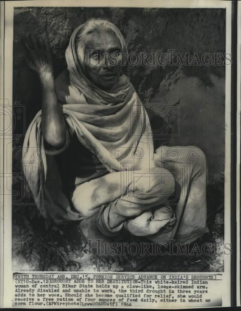 1966 Press Photo White-haired Indian woman of Central Bihar State, India