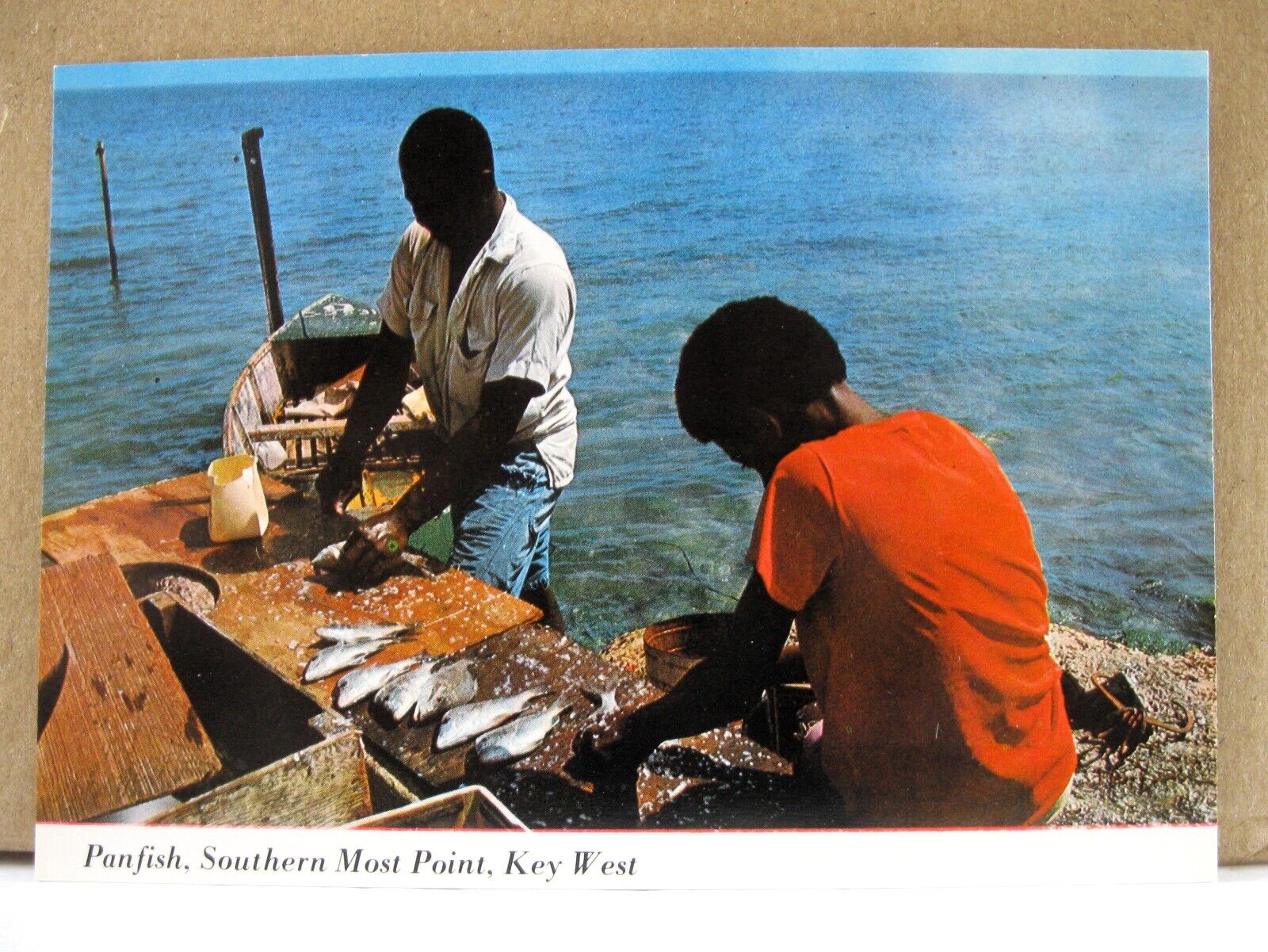 Key West - cleaning Panfish - Southern Most Point old postcard - grits & grunts