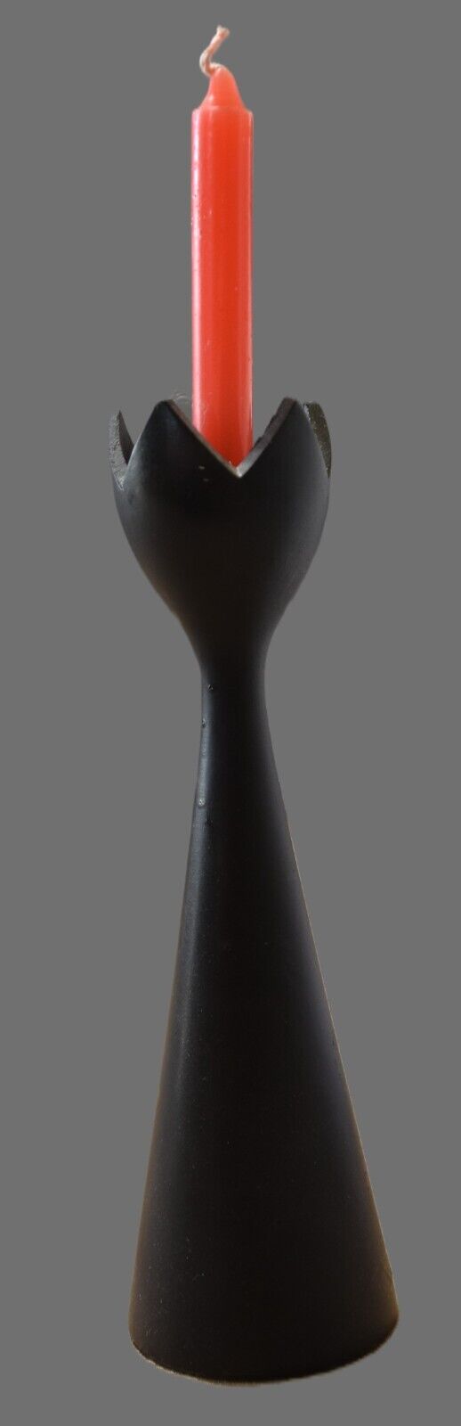Vintage MCM Danish Black Tulip Candlestick Candle Holder 7.5in Original Label