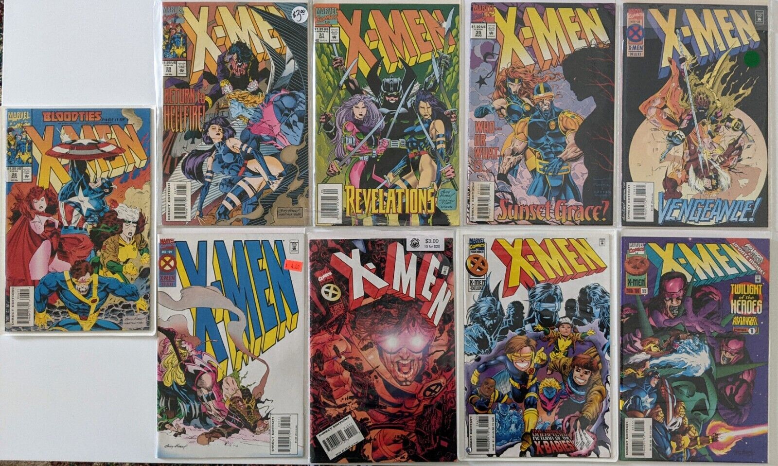 X-MEN Comic lot Issues 26 29 31 35 38 39 44 46 55 Marvel Comics