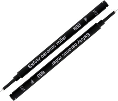 Schmidt German Roller Pen Black Refill Safety Ceramic 2 Count (Pack of 1) 