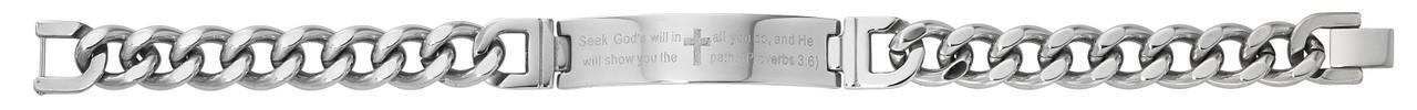 Men's Stainless Steel Bracelet with Prayer Size 8in Comes Boxed