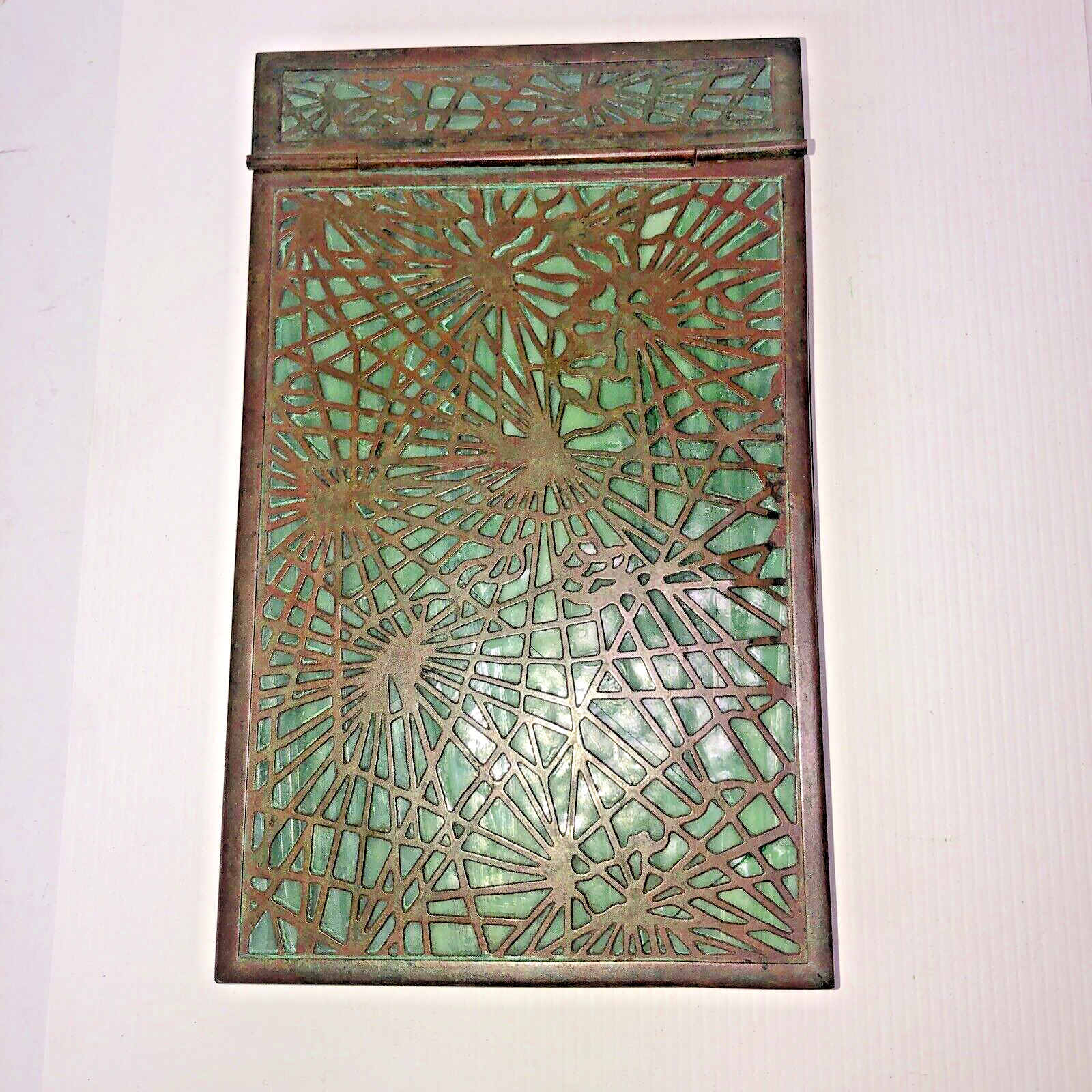 Antique Tiffany Studios New York Bronze Pine Needle #1022 Note Pad Paper Holder 