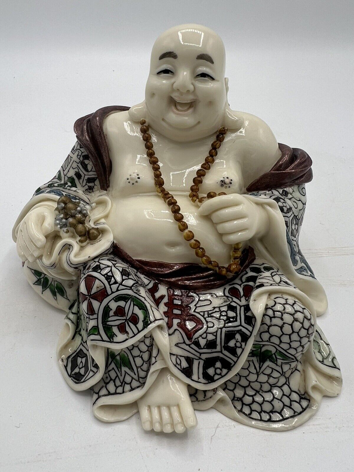Vintage/antique Porcelain Chinese Laughing Buddha Sculpture SIGNED