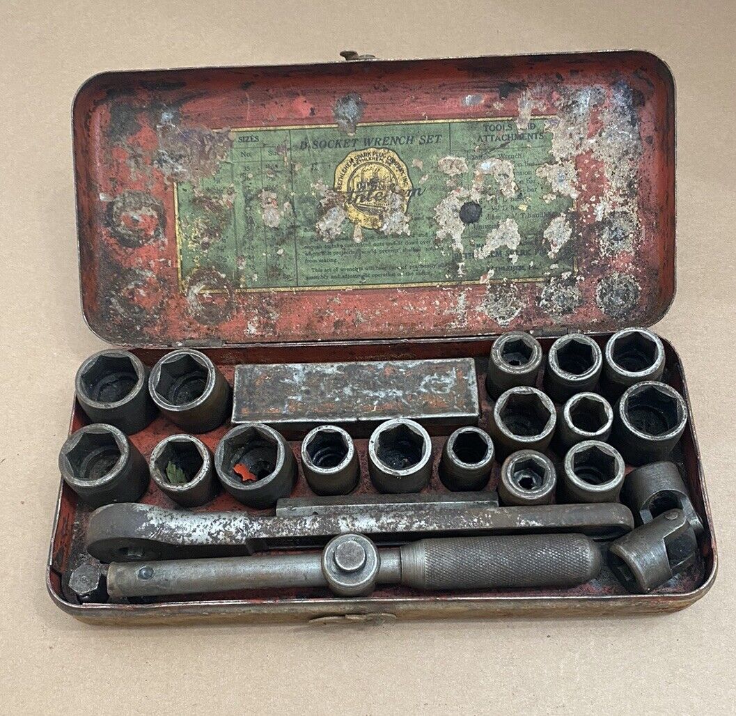 Bethlehem Spark Plug Co “D” Socket Wrench Set Vintage 1920’s Tool Set Ratchet