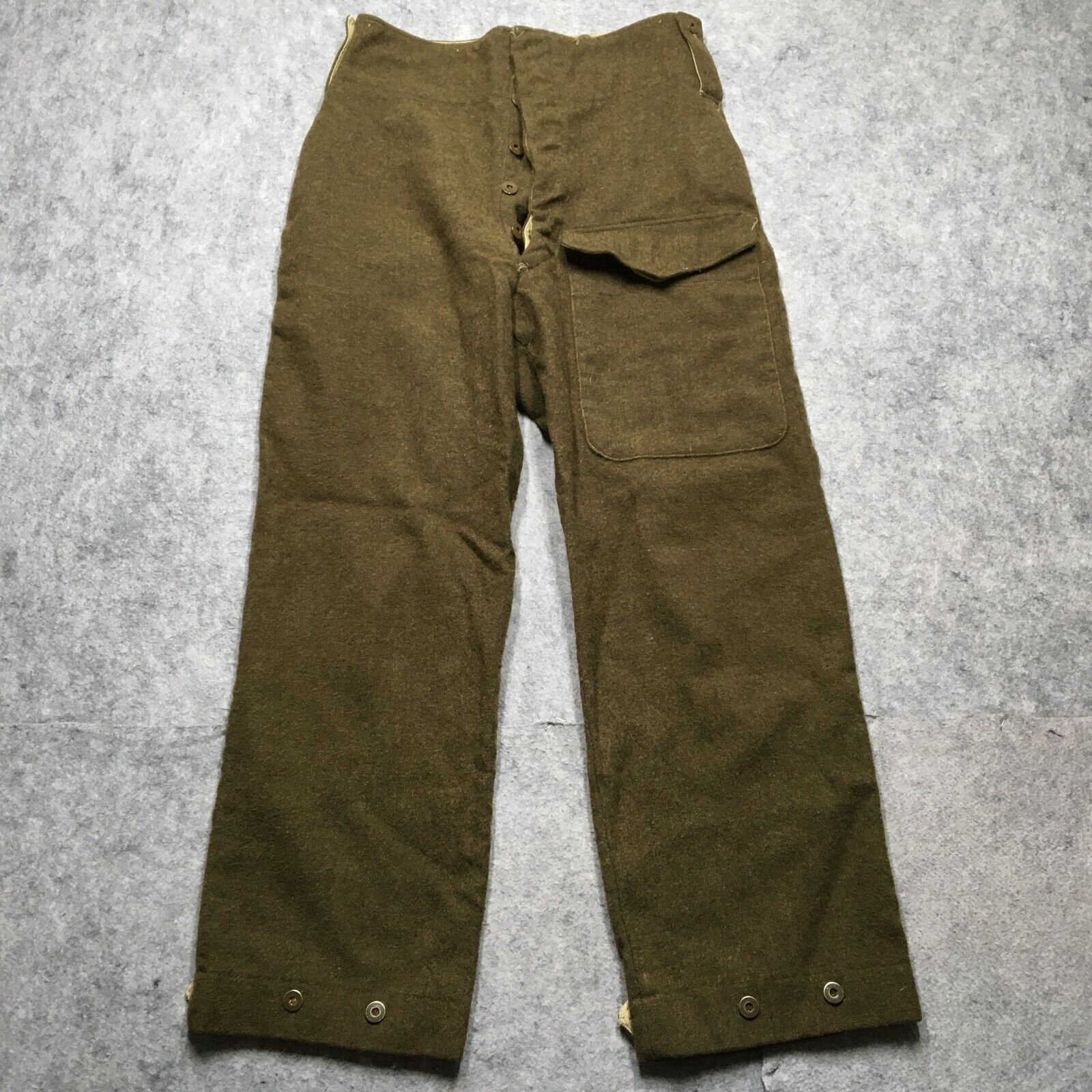 Vintage 1950s Canadian Military Wool Pants Men 30x28 Green Korean War Heavy Army
