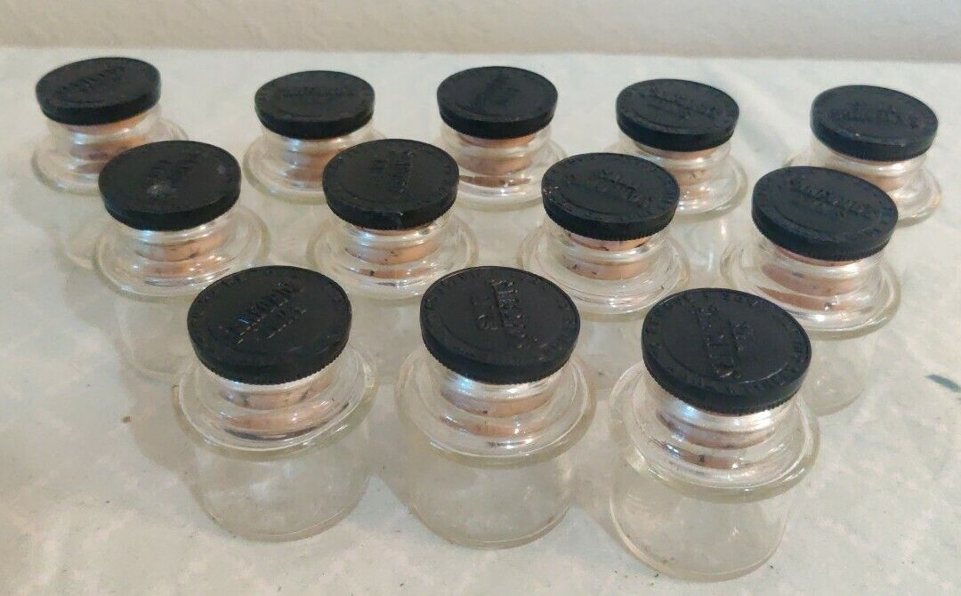 1 Dozen ANTIQUE Clear Glass Sanford\'s Ink Bottle with Stopper 12 Bottles T6