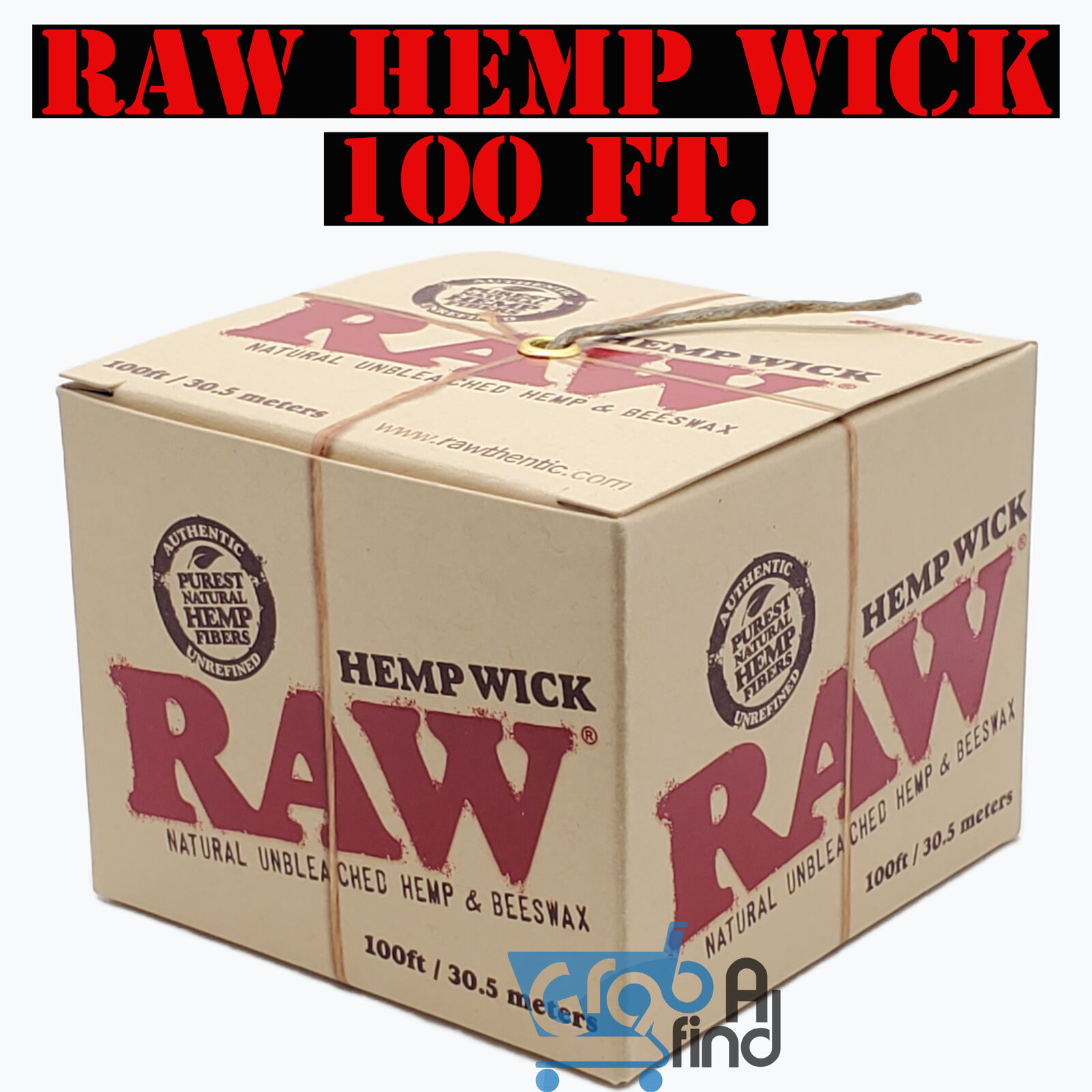 RAW Hemp Wick 100 Ft. Made of Natural Unbleached Hemp & Beeswax