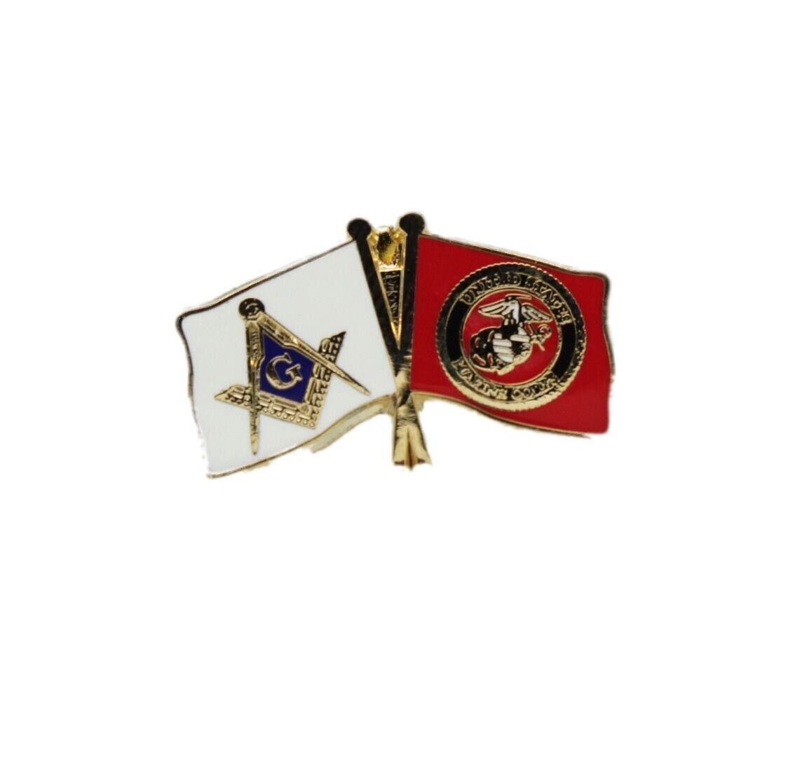 Blue Lodge Masonic USA United States U.S. Marines Flag Freemason Lapel Pin