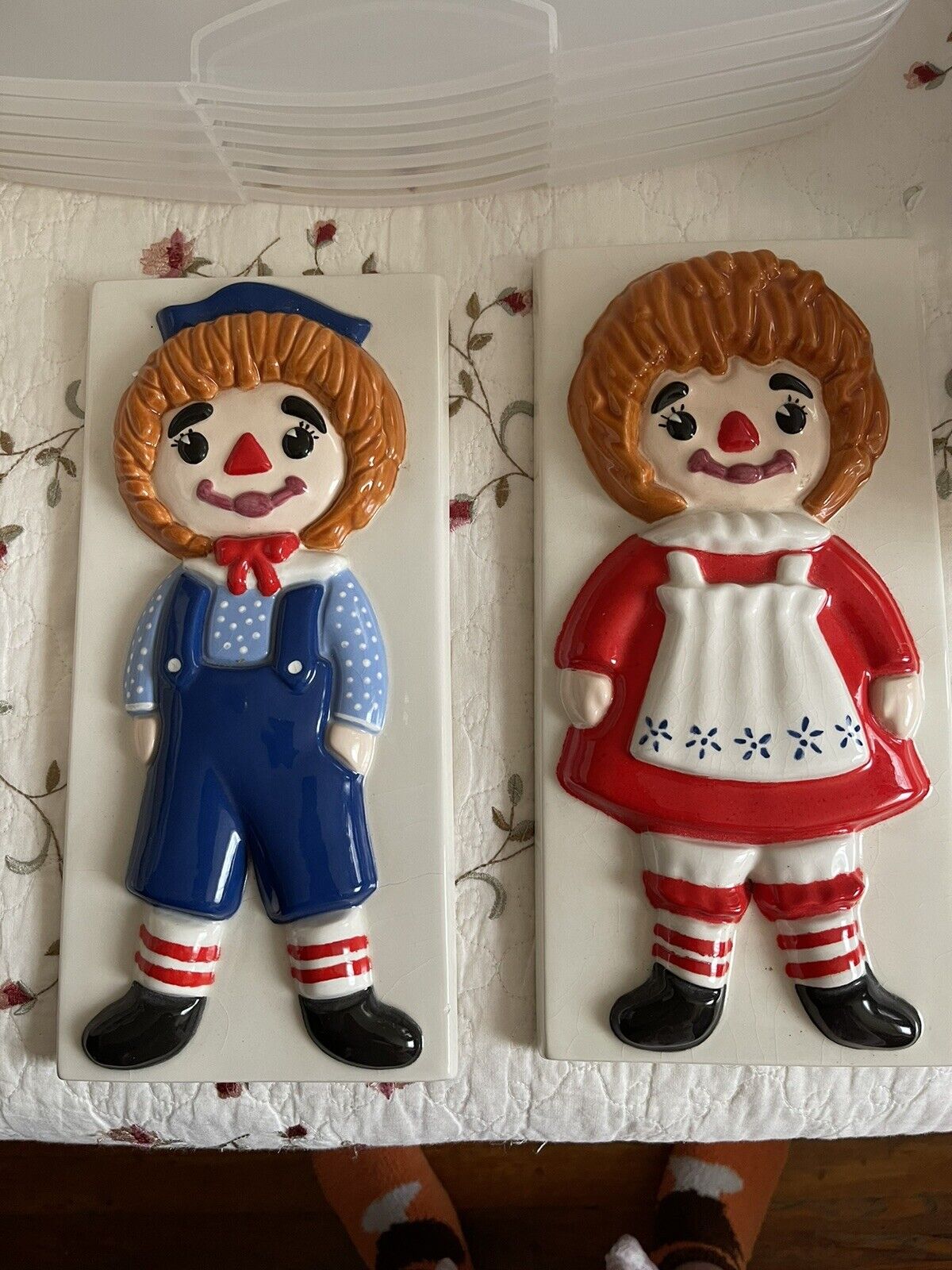 retro raggedy ann and andy Ceramic wall hangings Approximately 12”