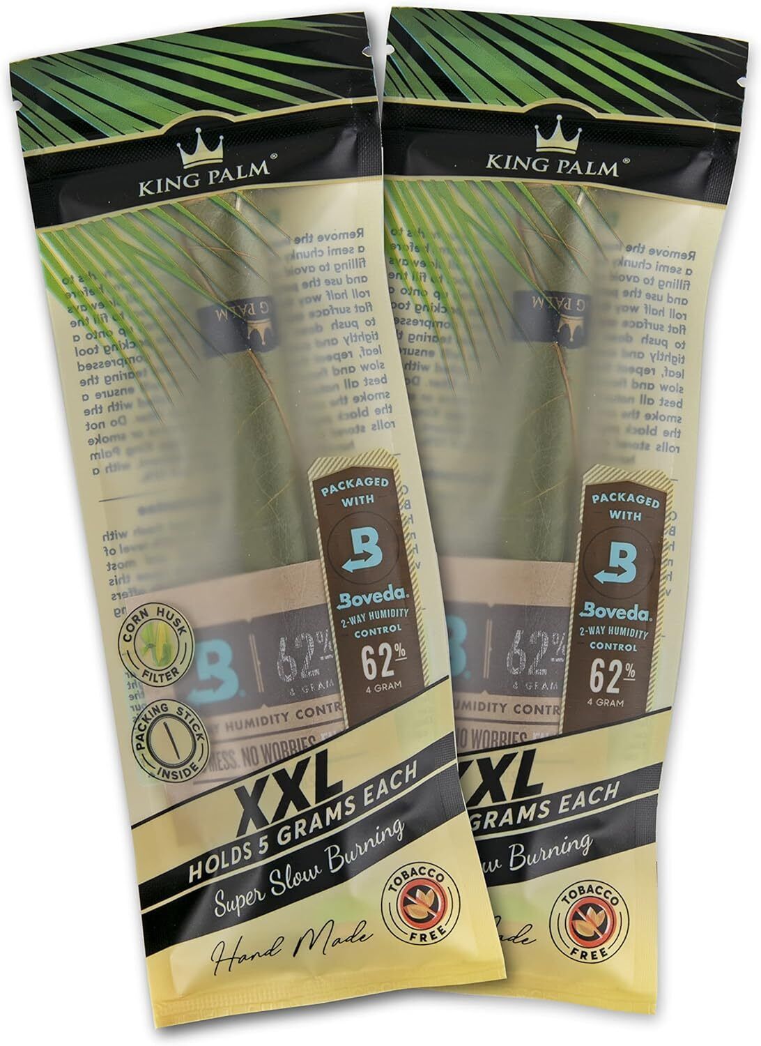 King Palm | XXL Size | Natural | Prerolled Palm Leafs | 2 Packs, 2 Rolls Total