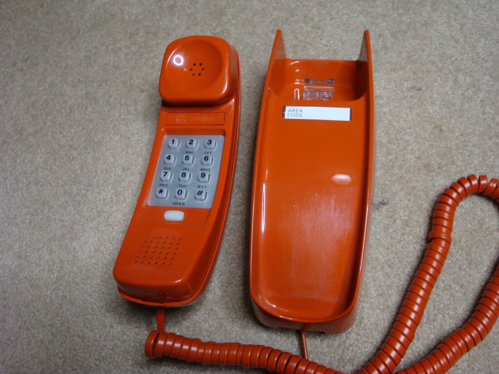 Vintage Western Electric Bell System Trim-line Touch-Tone Wall Phone Orange 1988