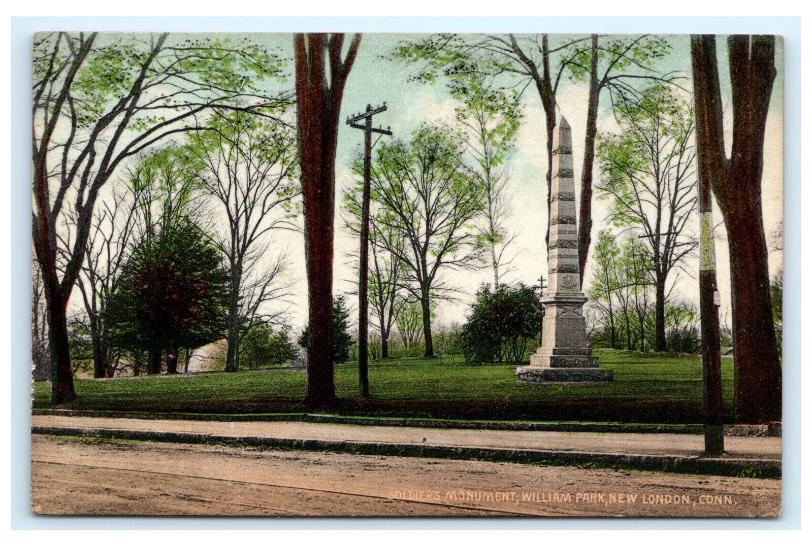 Soldiers Monument William Park New London CT Connecticut Postcard D14