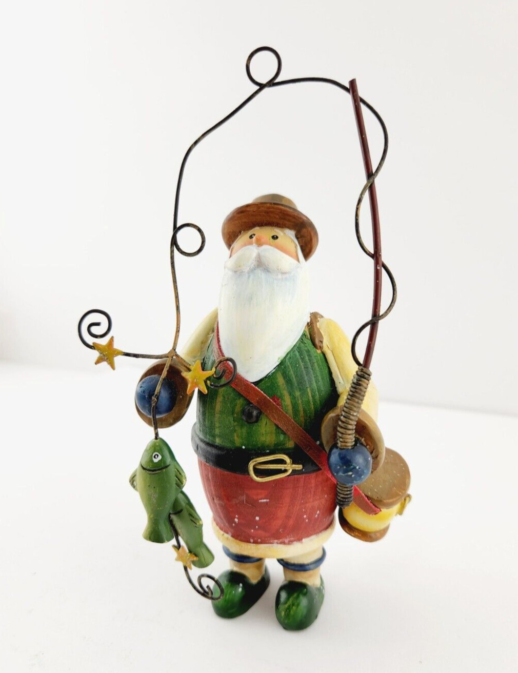 Fishing Santa Claus Wood & Wire 6\
