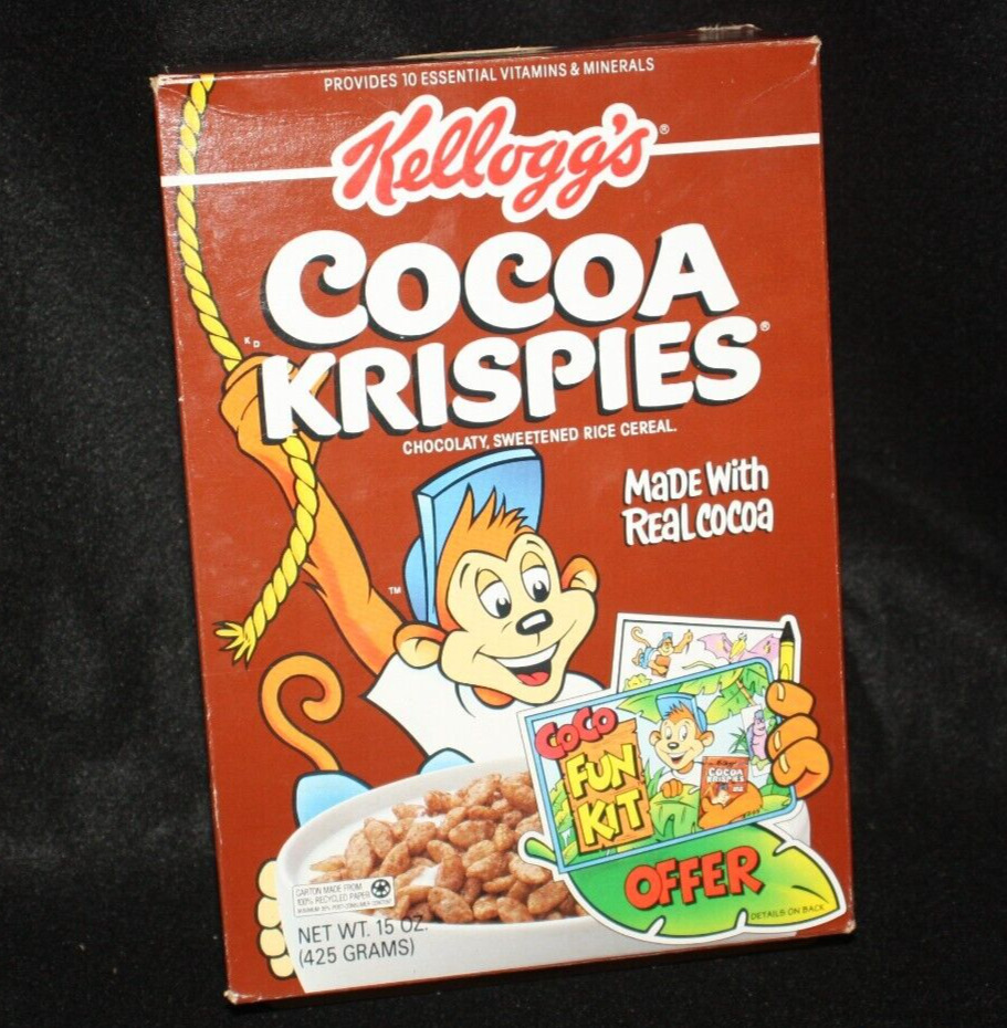 Vintage Kellogg's Cocoa Krispies Cereal Box 1990s 1993 Coco Fun Kit Offer