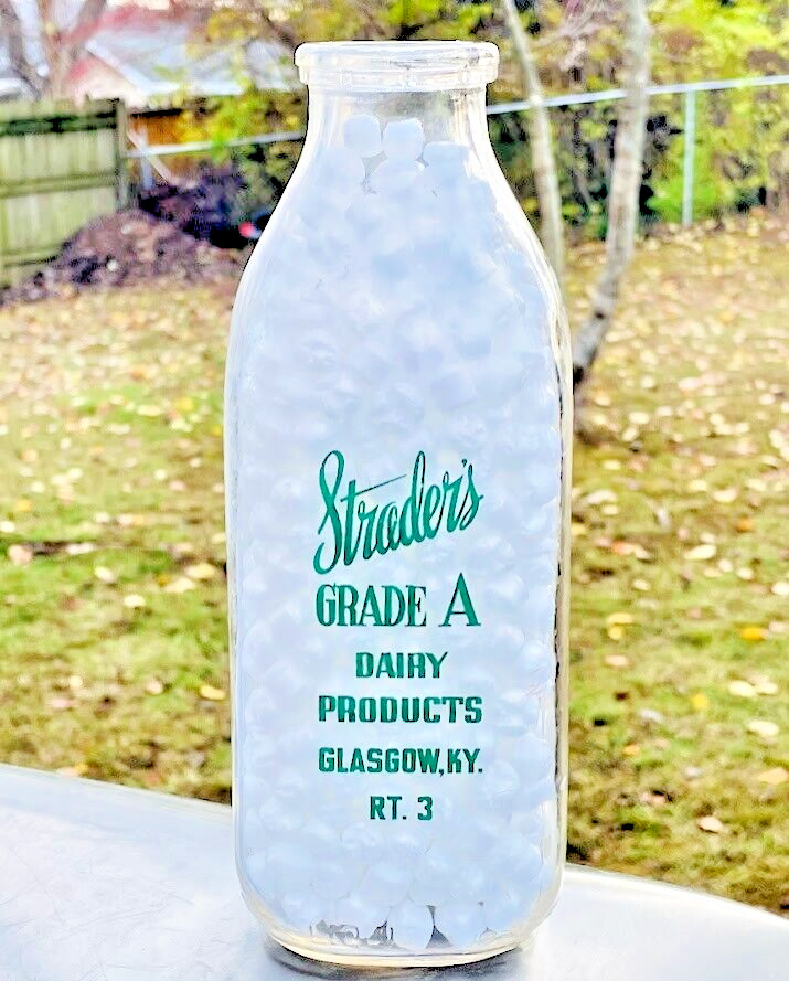 STRADER'S DAIRY Farm Milk Bottle 1951 GLASGOW KY HISEVILLE Kentucky BARREN Co.