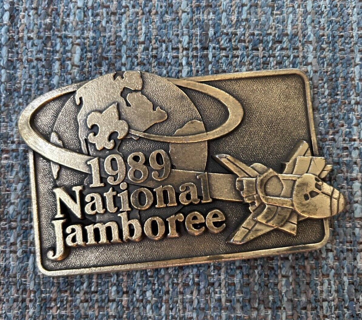 Vintage Boy Scout 1989 National Jamboree Brass Space Shuttle Belt Buckle Unused
