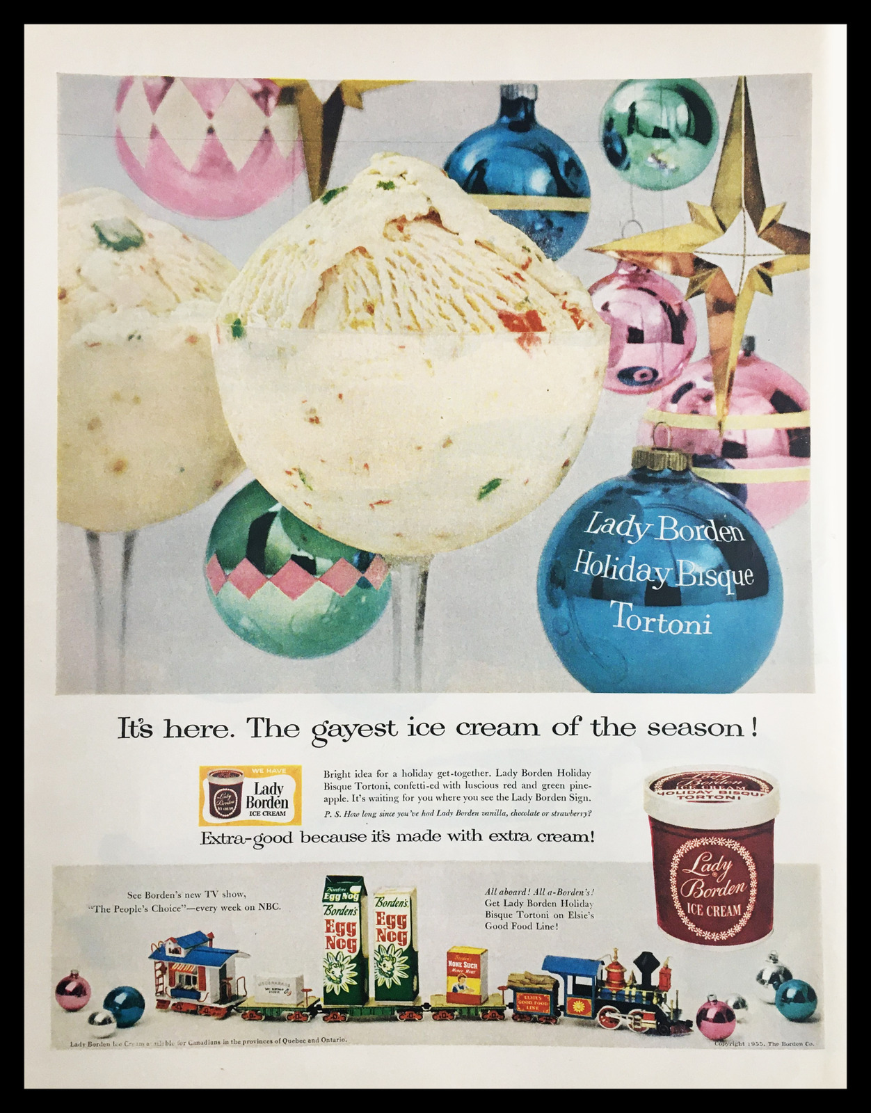 1955 Lady Borden Ice Cream Vintage Print Ad