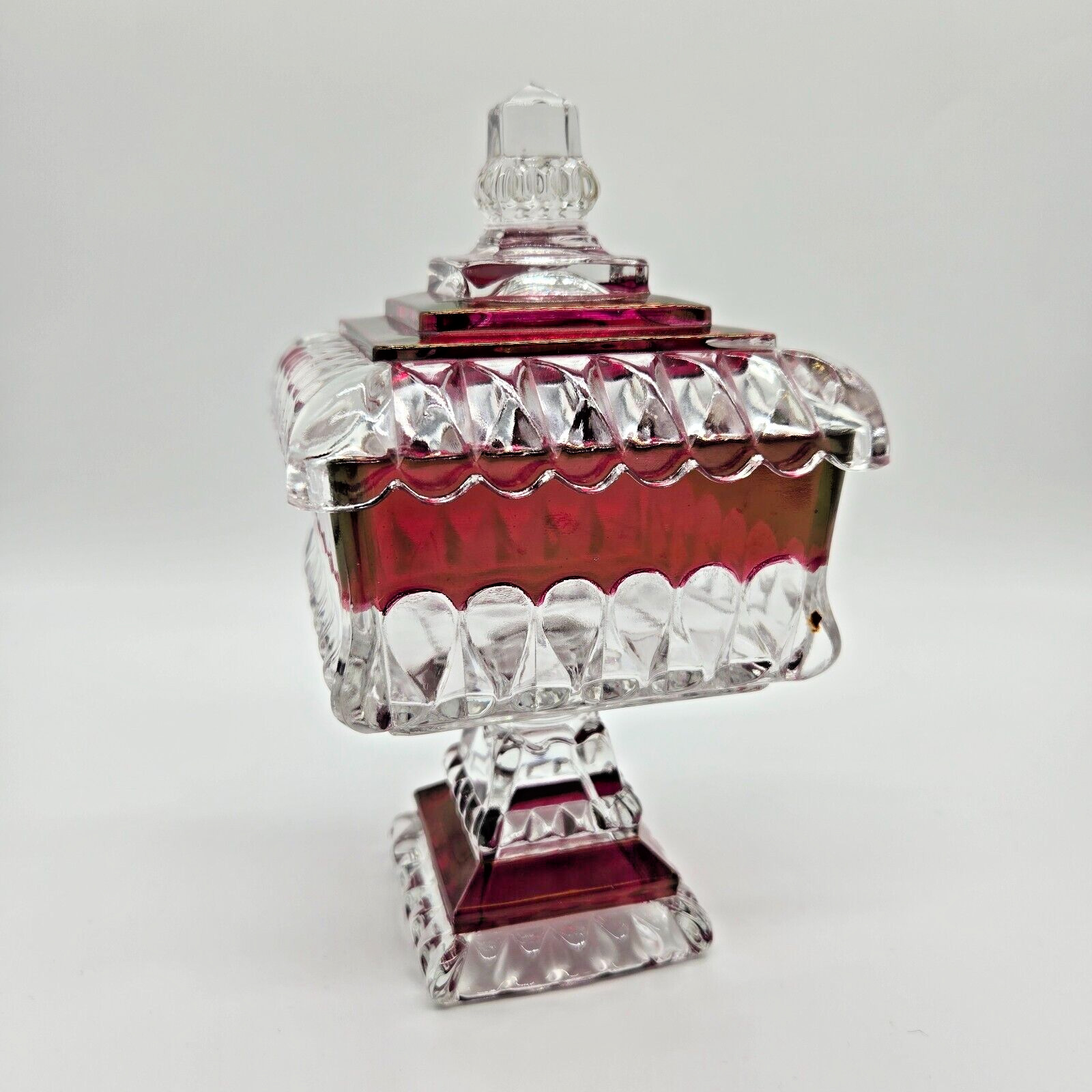 Vintage Westmoreland Ruby Glass Footed Candy Dish with Lid