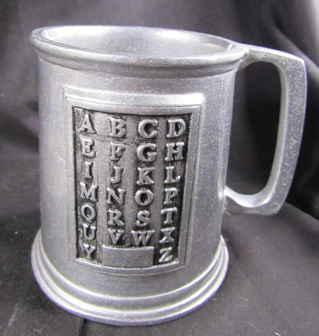 Vintage Pewter Alphabet Cup Mug Wilton Armetale RWP ABC Baby Child USA