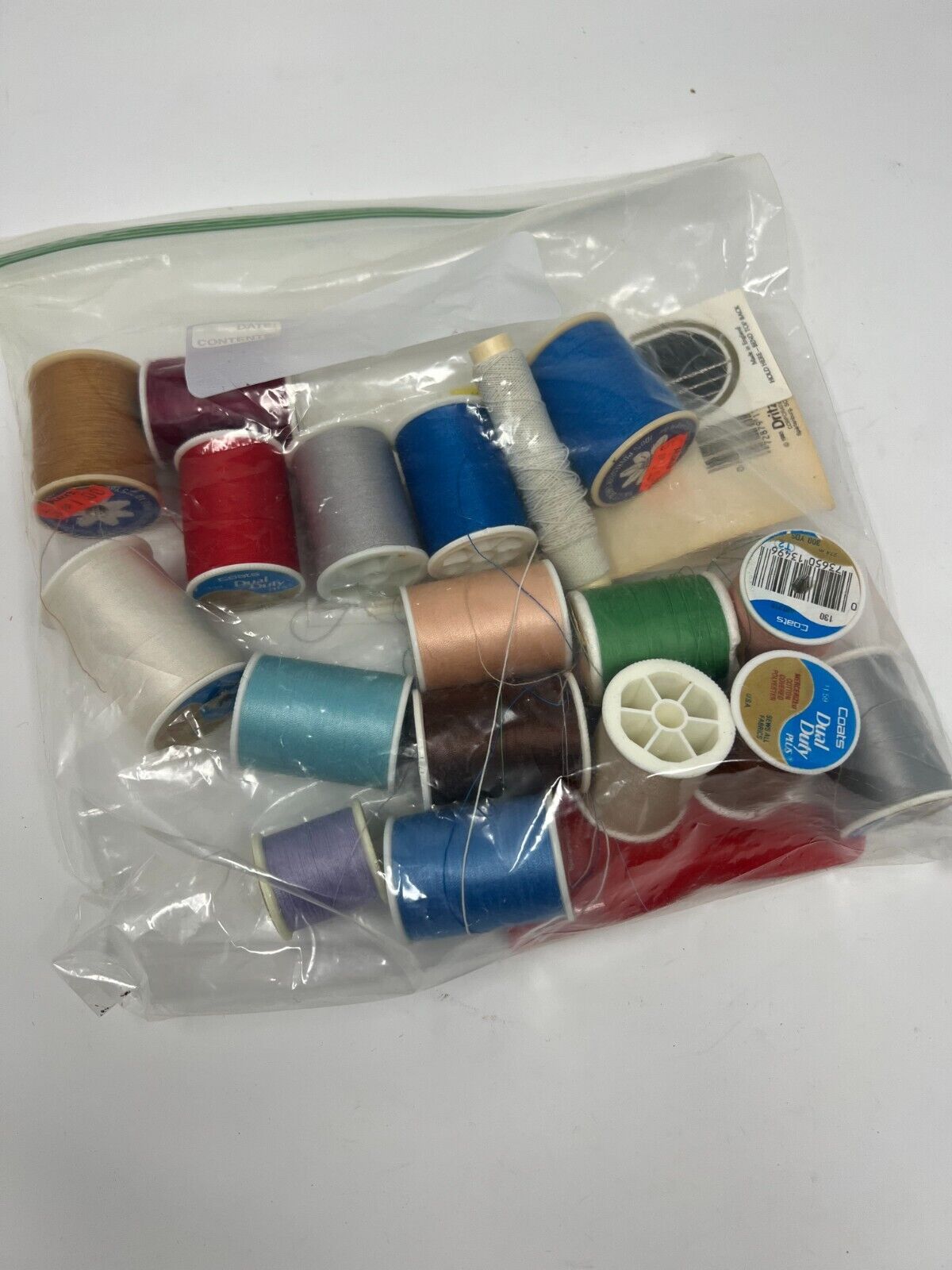 Mixed Bag of Thread and Needs with Scovill Dritz Stork Embroidery Scissors