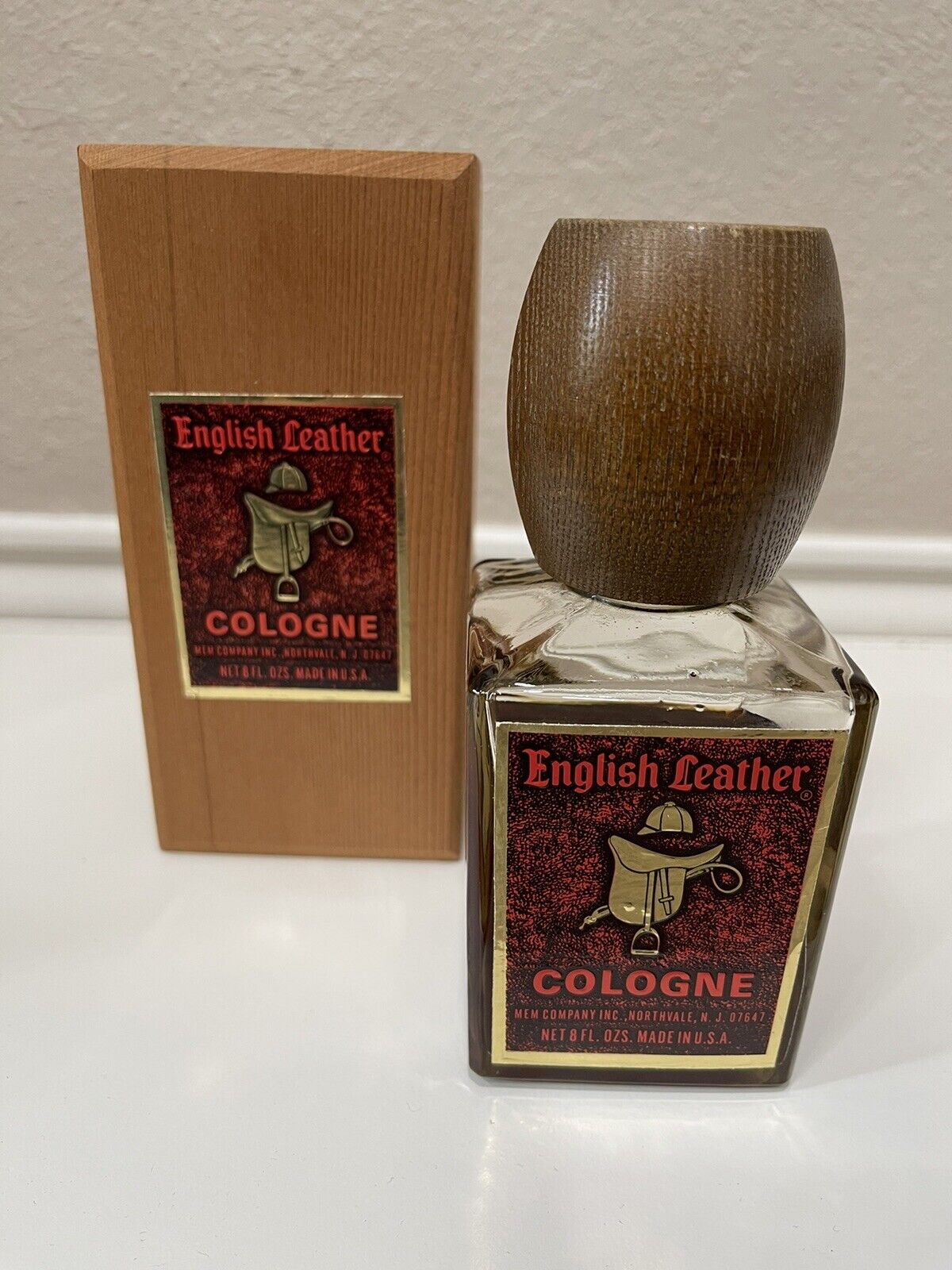 Vintage English Leather Men’s Cologne 8 FL Oz w/Wooden Box Used