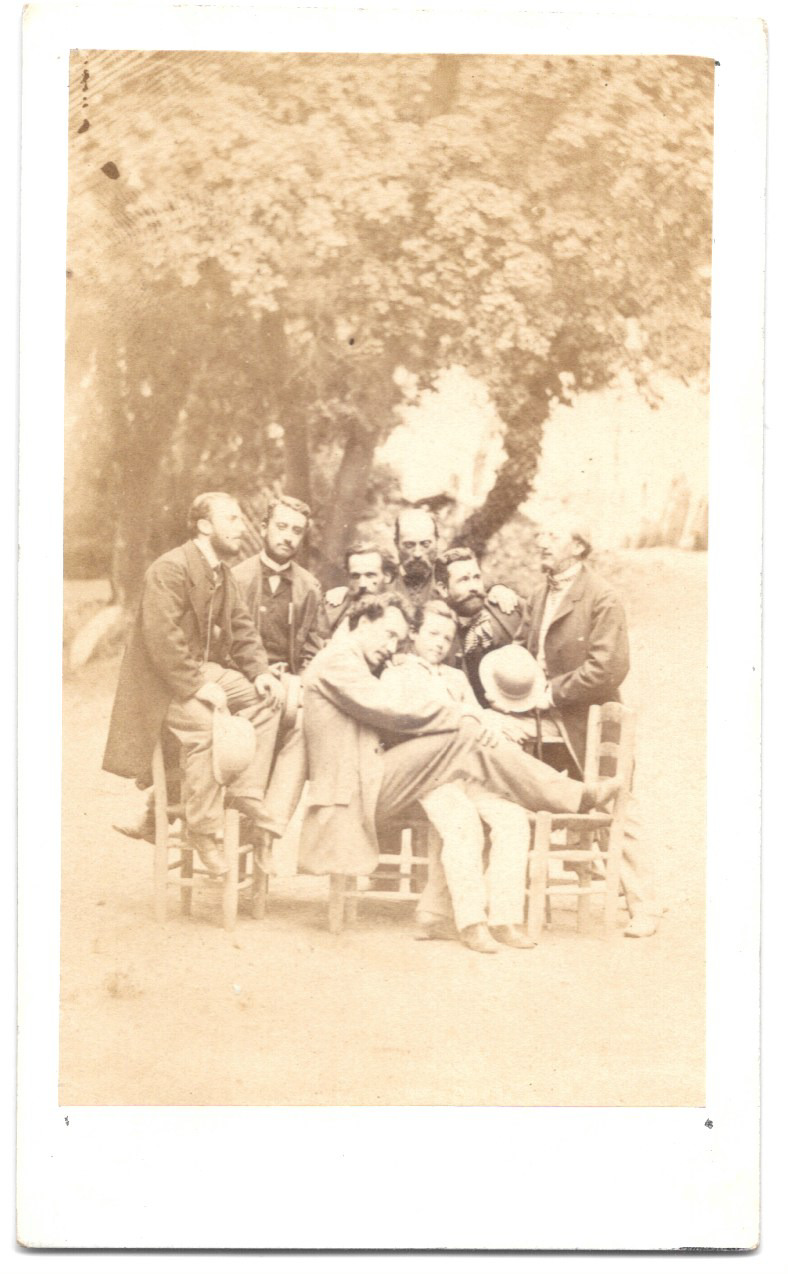 1860 Marseille Langerock Curious Albumin Hair CDV Photo Group Men\'s Sitting