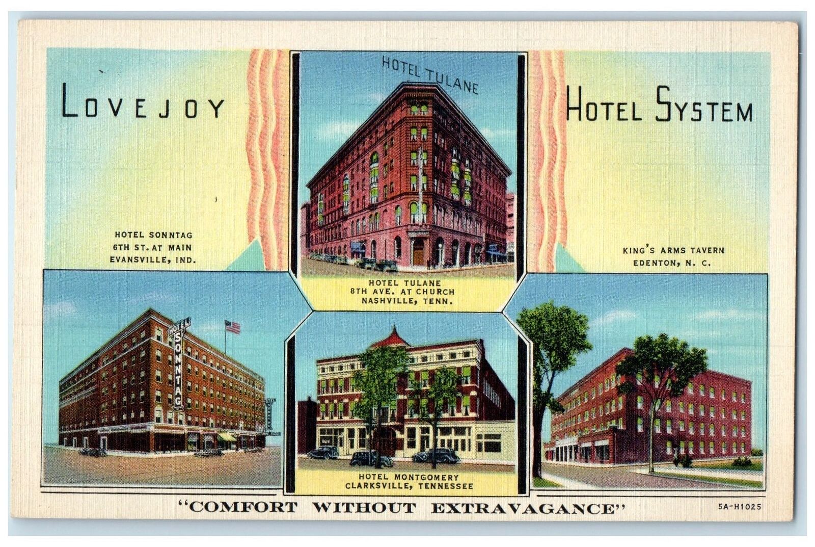 c1940\'s Lovejoy Hotel System Multi-View Hotels Chattanooga Tennessee TN Postcard